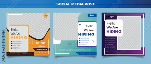 We are hiring job vacancy square banner or social media post template 