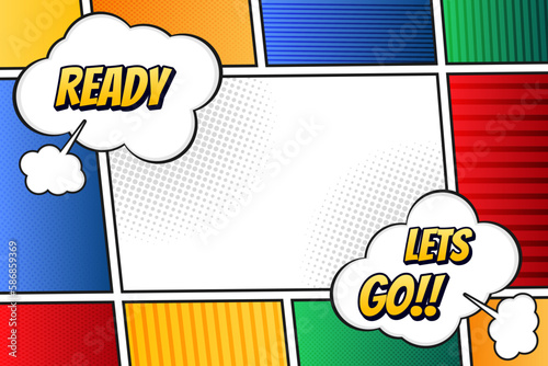 Colorful frame background comic style, vector illustration