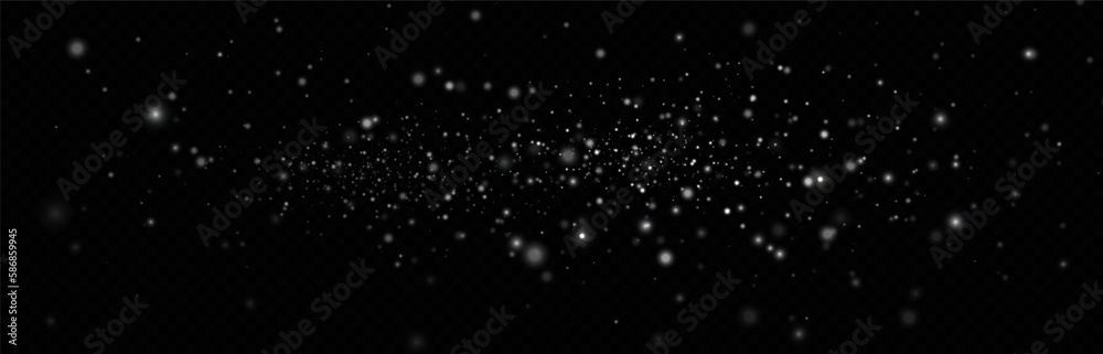 Fototapeta premium Particles of white magic dust. Shining light particles.Christmas glitter particles. Light effect on a transparent background