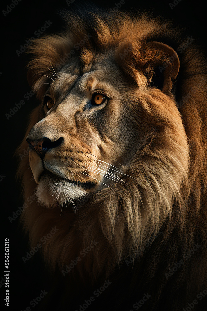 Fototapeta premium portrait of lion. Generative AI