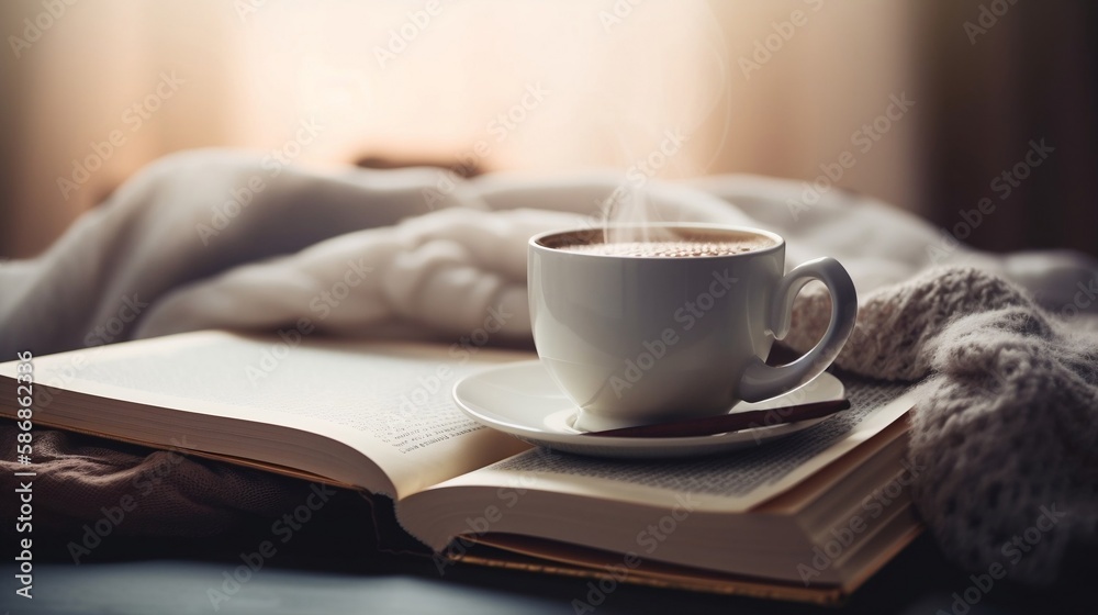 cup of coffee and book cup of coffee and book