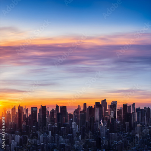 Skyscrapers landscape horizon sunset created with Generative AI