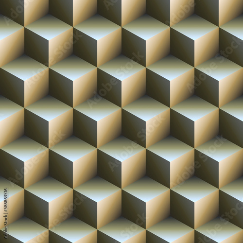 Abstract 3D geometric cubes background - seamless pattern