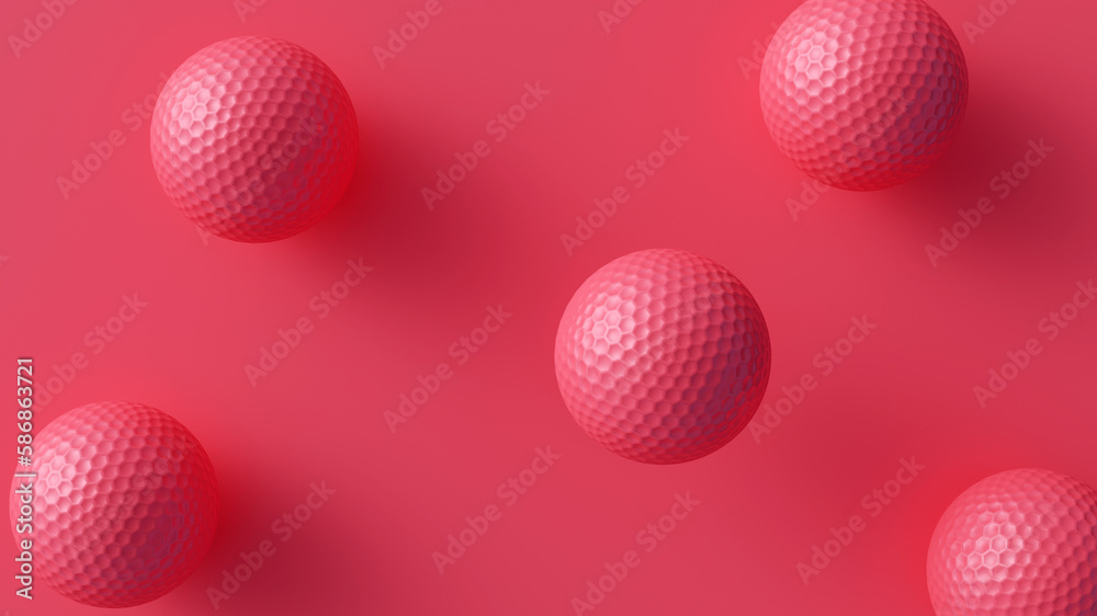 Red Golf balls and red background 3D rendering Red Golf balls and red background 3D rendering