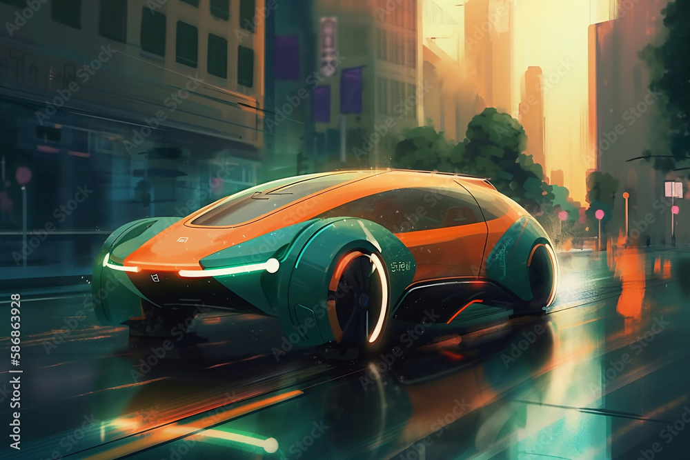 future eco-friendly car, generative ai