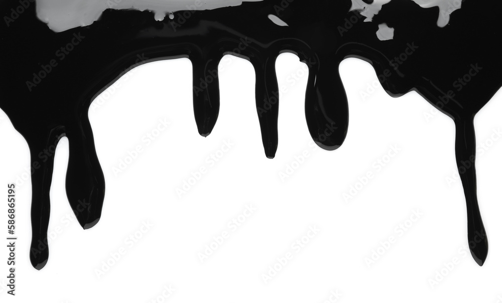 Black glossy paint spilled on white background, top view Black glossy paint spilled on white background, top view