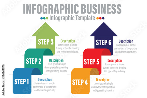 6 stairs or six option of steps, infographic element template, layout design vector with list arrow diagram