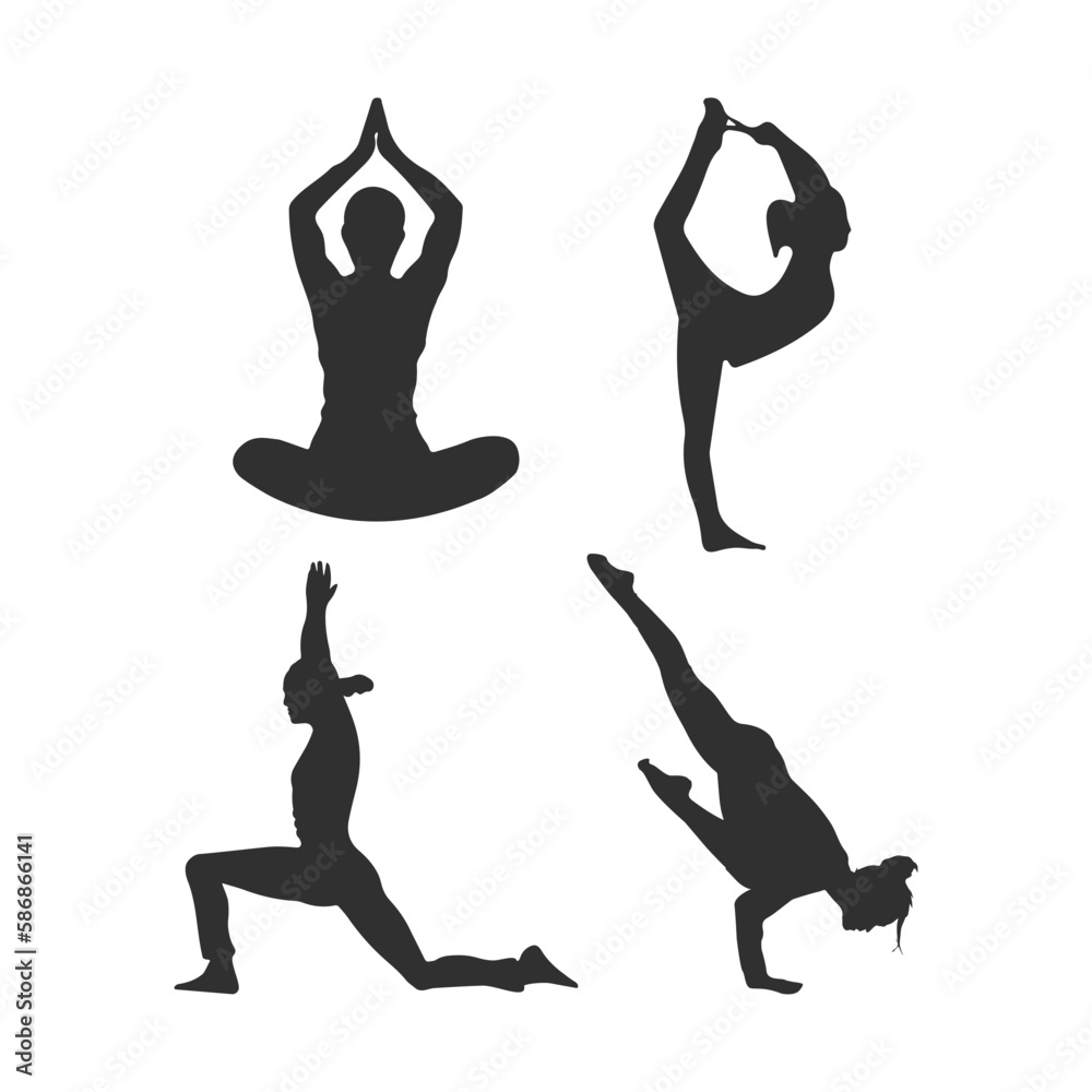 silhouette Vector illustration of international yoga day.