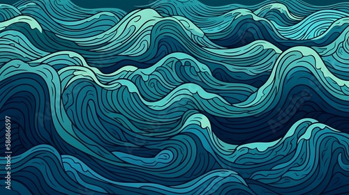Abstract summer ocean waves background, Generative AI