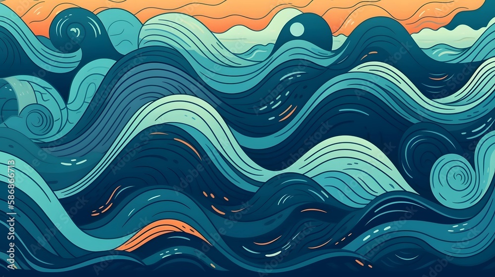 Abstract summer ocean waves background, Generative AI Abstract summer ocean waves background, Generative AI