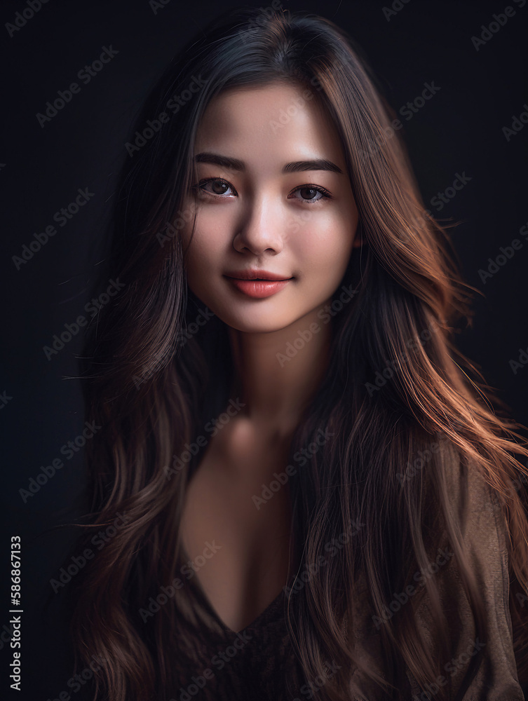Portrait of a beautiful asian woman AI Generative Portrait of a beautiful asian woman AI Generative