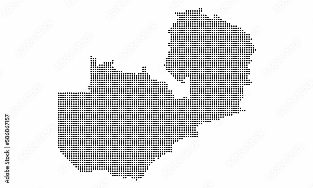 Zambia dotted map with grunge texture in dot style. Abstract vector illustration of a country map with halftone effect for infographic. 