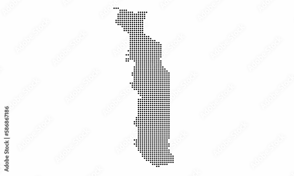 Togo dotted map with grunge texture in dot style. Abstract vector illustration of a country map with halftone effect for infographic. 