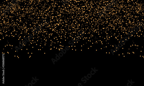 Abstract defocused round gold luxury gold glitter bokeh lights background. Magic background. . Festive background. Golden confetti explosion. Golden grainy abstract texture.