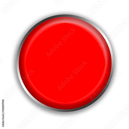 Red round button. A three-dimensional circle with a contour on a white background. Web button. Round sign.