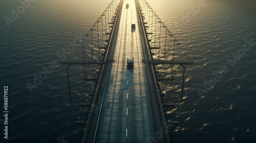 Aerial view of the bridge. Generative Ai