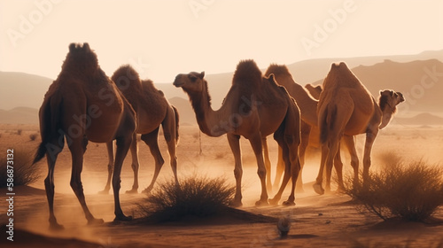 Camel in the desert. Generative Ai