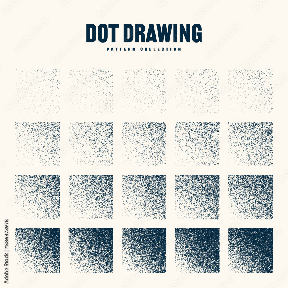 Square shaped dotted objects, vintage stipple elements. Stippling ...