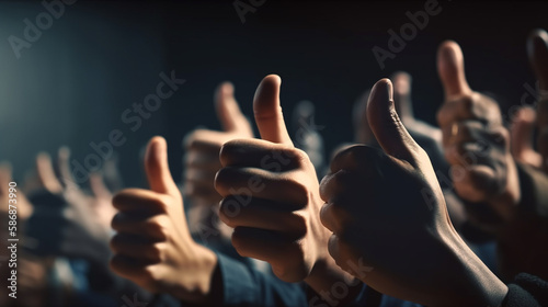 Business team making thumb up sign. Generative Ai