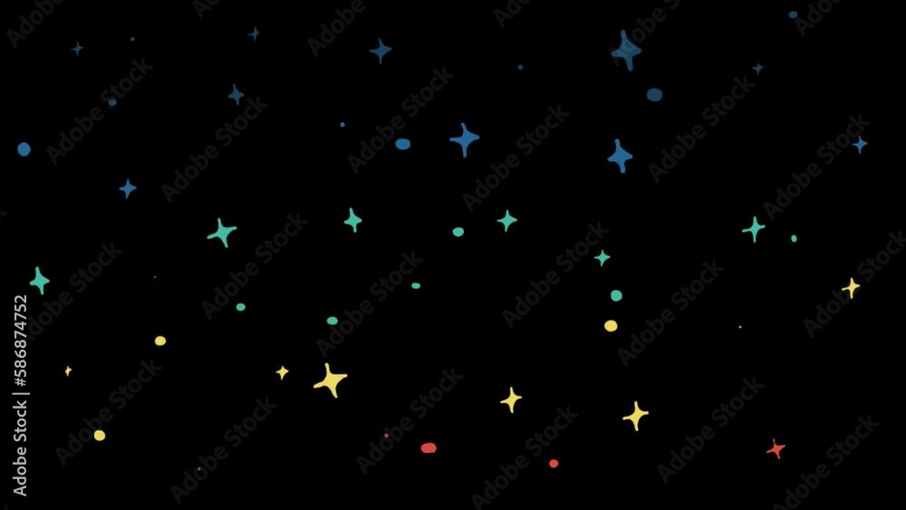 Multicolored Cartoon Stars Animation. Cartoon graphic element isolated on a black background. Multicolored Cartoon Stars Animation. Cartoon graphic element isolated on a black background.