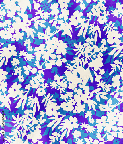 Abstract Flowers Silhouette Watercolor Effect Tiny Ditsy Florals Branches Trendy Fashion Design Seamless Pattern Chic Colors
