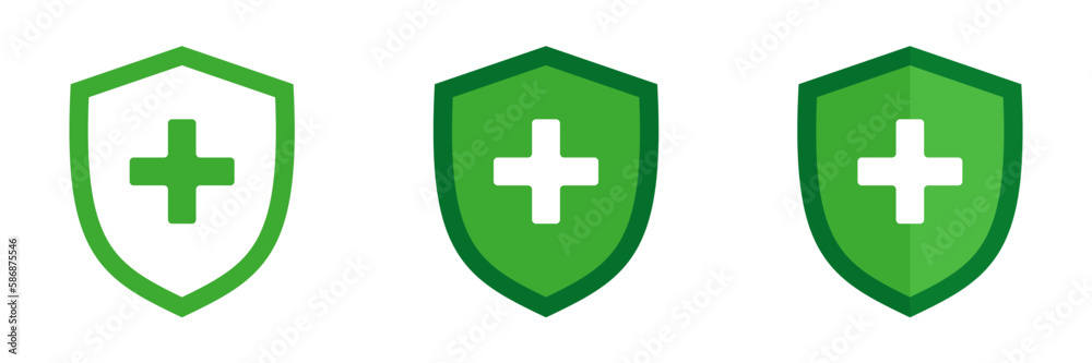 Fototapeta premium Shield with a cross. Set of vector illustrations