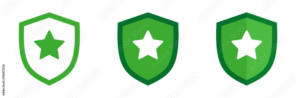 Shield with a star. Set of illustrations Shield with a star. Set of illustrations