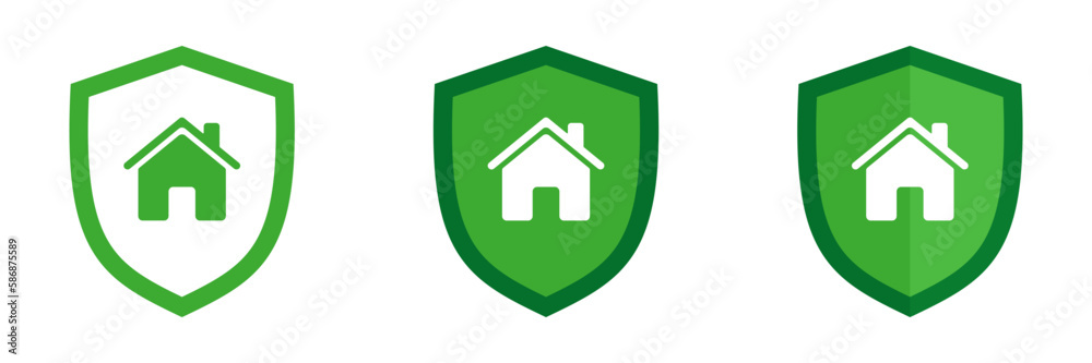 Shield with a house. Set of illustrations Shield with a house. Set of illustrations