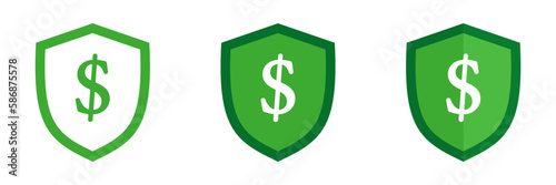 Shield with dollar sign. Set of illustrations