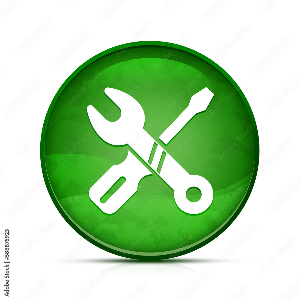 Repair icon on classy splash green round button illustration Repair icon on classy splash green round button illustration