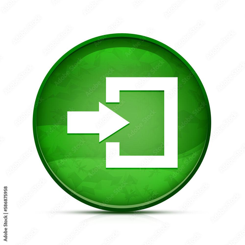 Login icon on classy splash green round button illustration Login icon on classy splash green round button illustration