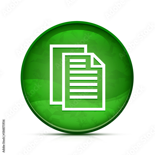 Document pages icon on classy splash green round button illustration