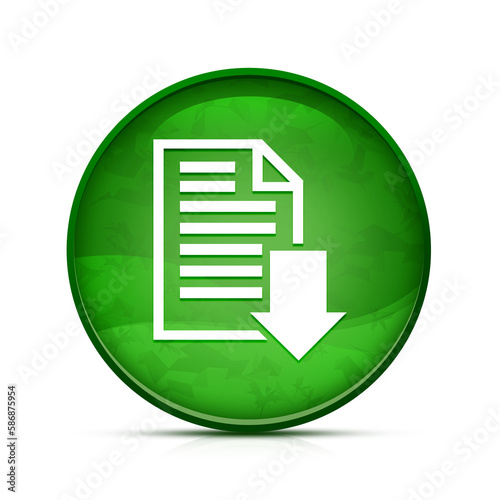Download document icon on classy splash green round button illustration