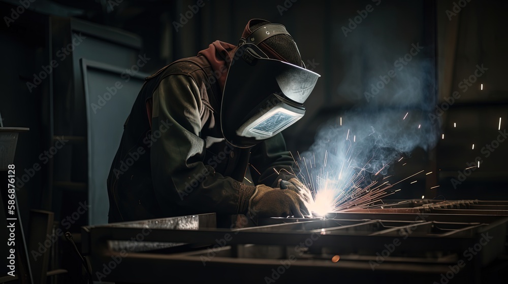 welder is welding metal , industry them bokeh and sparkle background, Generative Ai	
 - obrazy, fototapety, plakaty 