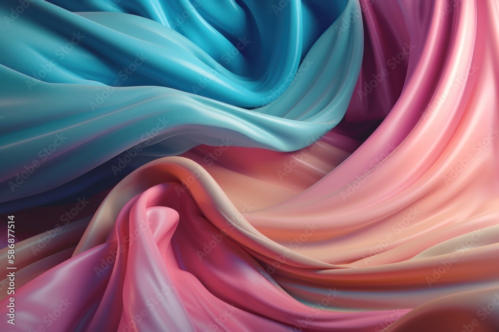 Obraz premium Stunning 3D Rendered Silk Waves Gradient Background