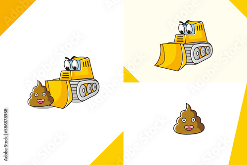 Dung Dozer Cartoon illustration design template