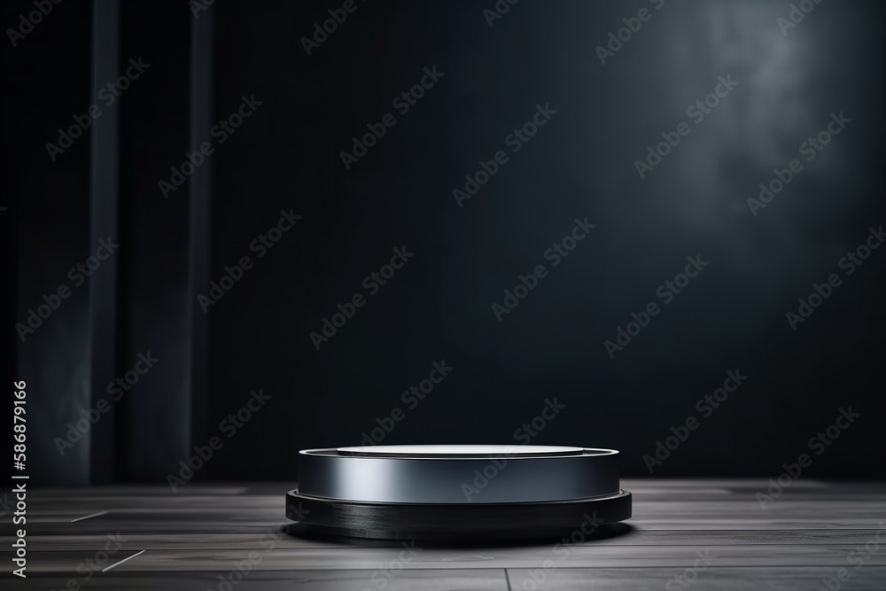 Product placement metal podium platform, studio background. Generative AI. Product placement metal podium platform, studio background. Generative AI.