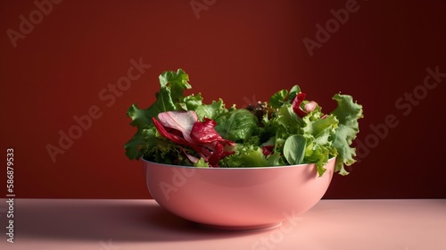 Bowl of a healthy meal. Salad reens vegetables. Vegan food generative ai