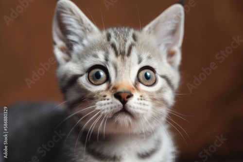 adorable kitten with American shorthair. Generative AI © AkuAku