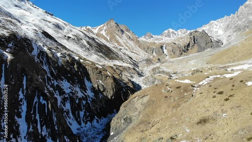 Caucasus, North Ossetia. Digoria Gorge. Southern slopes of the Sugan massif in winter. photo