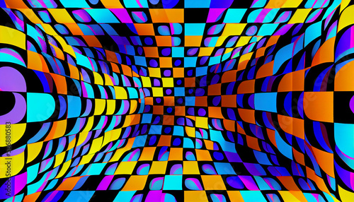 Abstract vibrant textured check- geometric pattern/ background