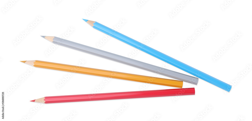 Colorful wooden pencils on white background, top view Colorful wooden pencils on white background, top view