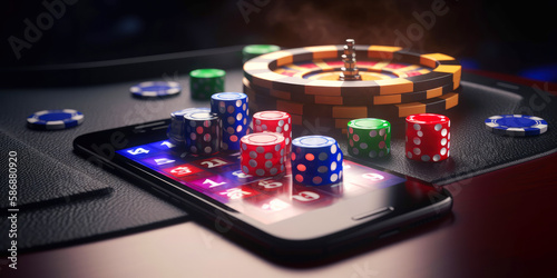 online casino gambling app concept.  smartphone screen,. ai generative