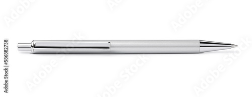 New stylish silver pen isolated on white