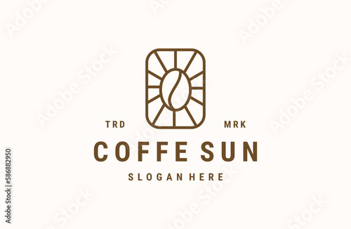 Coffe sun logo vector icon illustration hipster vintage retro .