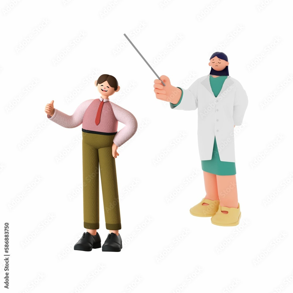 3D look illustration teacher design 3D look illustration teacher design