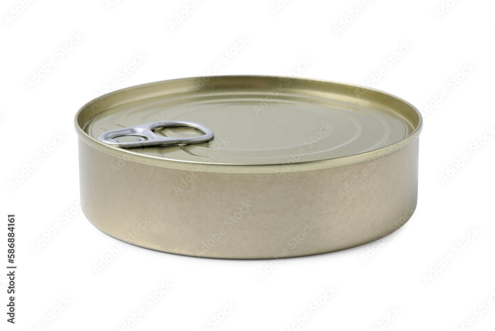 One closed tin can isolated on white One closed tin can isolated on white