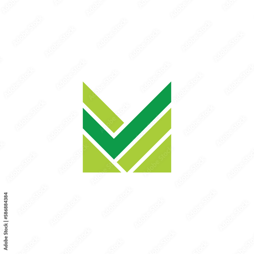 letter m stripes green check mark logo vector letter m stripes green check mark logo vector