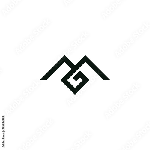 letter mg simple geometric mountain logo vector