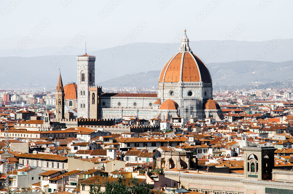 Santa Maria Novella in old italian town Florence stock photo